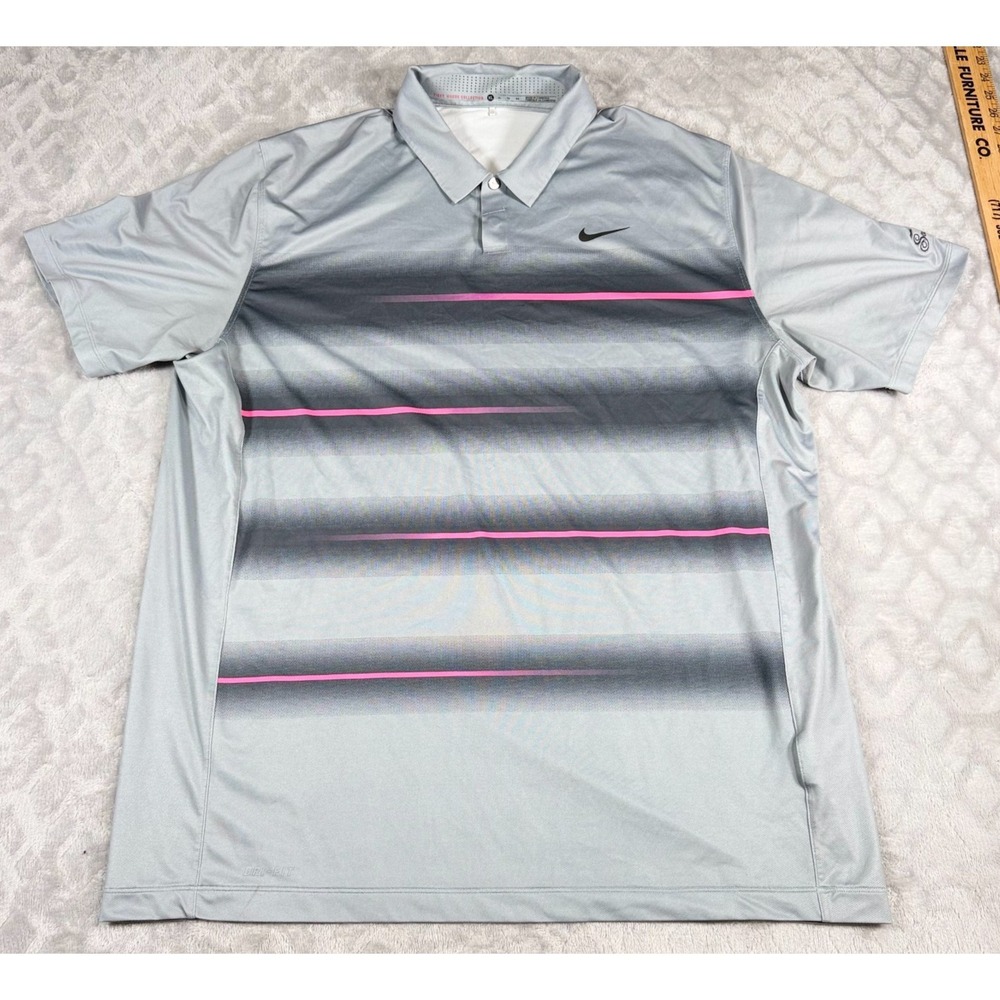 Nike Tiger Woods Collection Vapor Trail Polo Shirt Mens XL Gray
